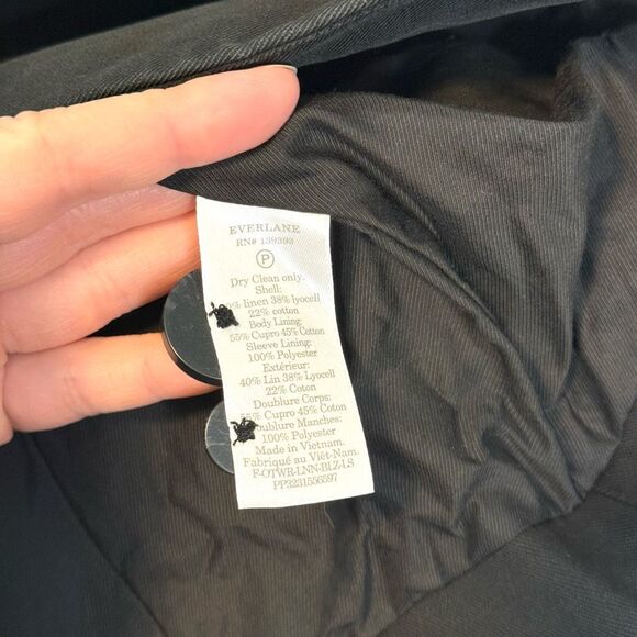 Everlane Linen Blend Black Blazer Size 2 - Picture 3 of 7